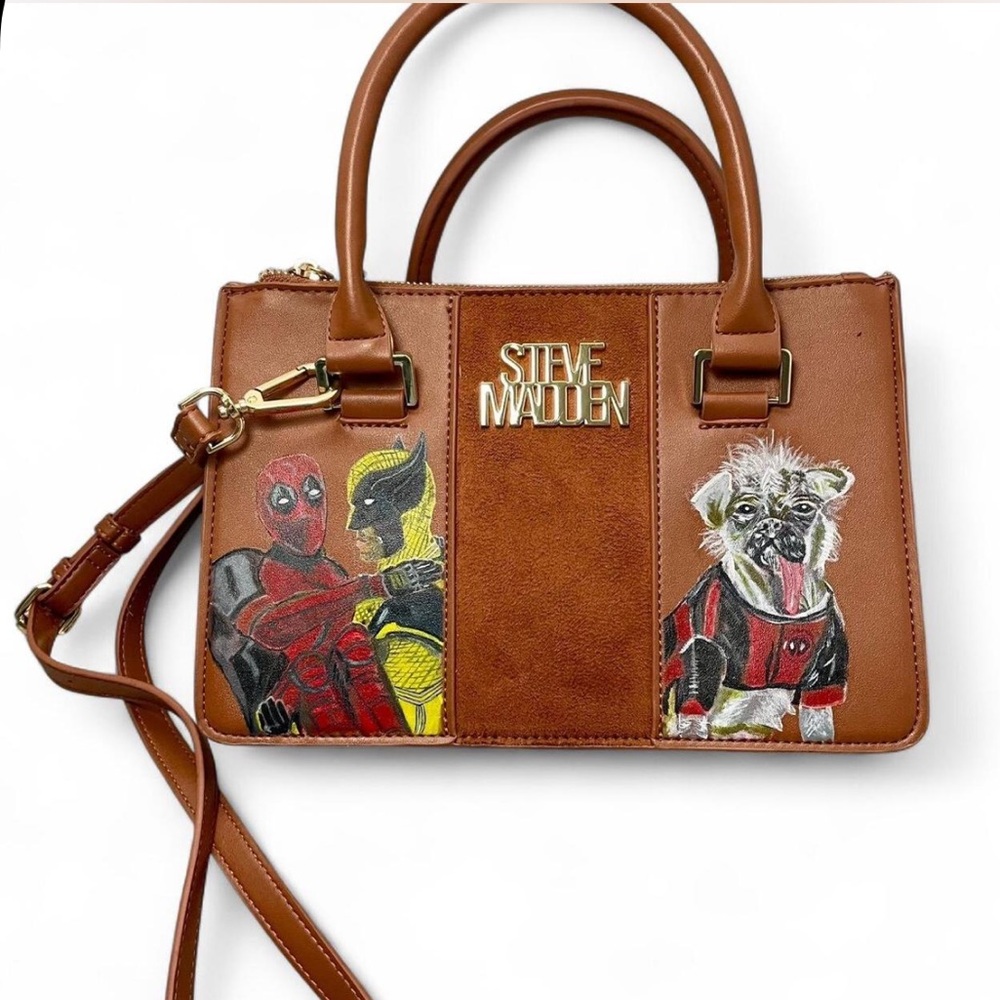 Custom Painted Steve Madden Vegan Leather Bag // Deadpool and Wolverine!